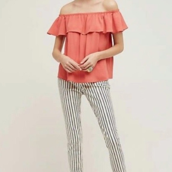 Anthropologie Maeve Ruffle Off Shoulder Top Size Small - Picture 1 of 8